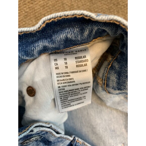 American Eagle Jeans Womens 10 High Rise Baggy Straight Distressed Ripped Denim - Picture 8 of 9